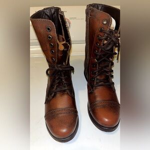 Steve Madden Dark Brown Leather Lace-Up Boots